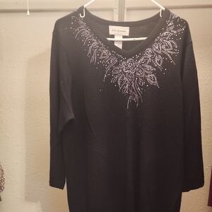 Black Embellished Sweatshirt by